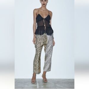 Zara Snakeskin Patchwork Pants
